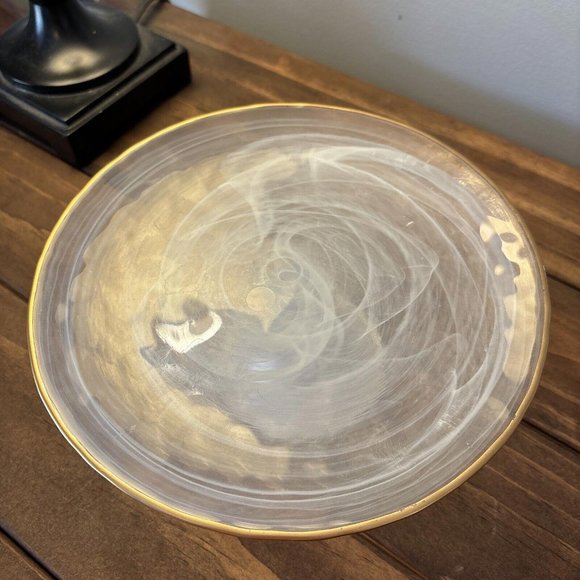 Small Frosted Gold Edge 8 1/4 Inch Round Pedestal Cake Plate. Cakes Treats - Picture 10 of 13